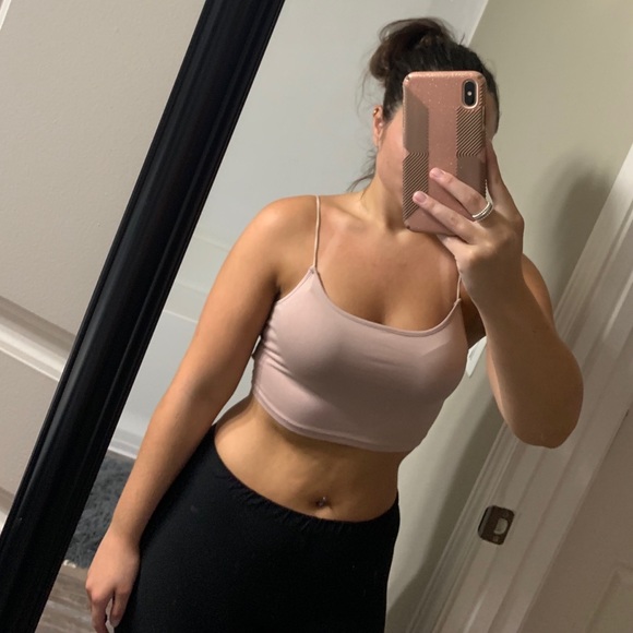 Khaki Spaghetti Strap Cami Crop Top - Picture 6 of 7